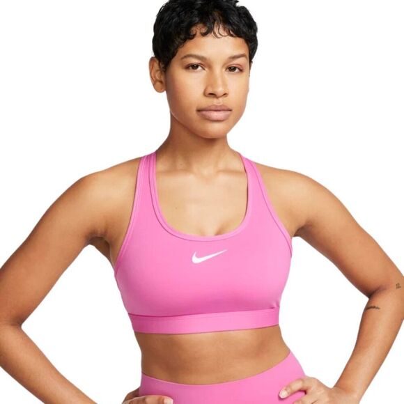 Nike Swoosh Medium Support Women's Padded Sports Bra Playful Pink/White Large - Picture 1 of 8